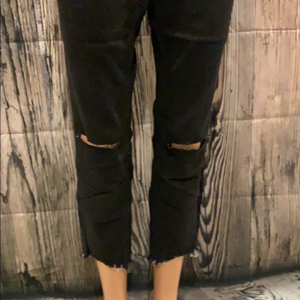 ❤️✨2XHP✨NWT FREE PEOPLE BLACK DESTROYED CROP JEAN - Picture 5 of 10